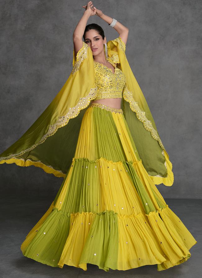 Organza Silk Yellow Party Wear Embroidery Work Readymade Lehenga Choli